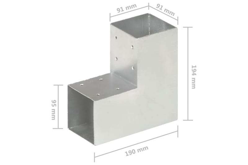 Stolpbeslag 4 st L-form galvaniserad metall 91x91 mm - Silver - Utemöbler & utemiljö - Trädgårdsdekoration & utemiljö - Staket & grind