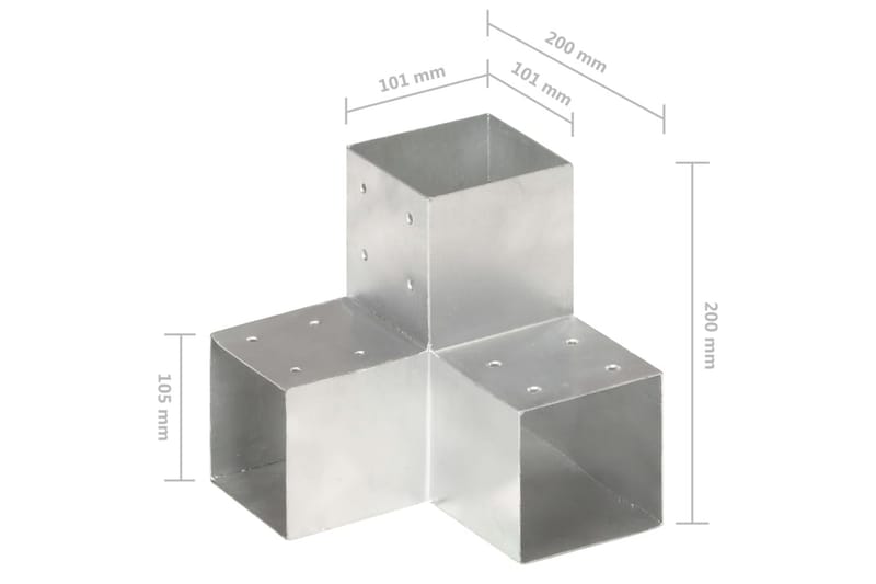 Stolpbeslag 4 st Y-form galvaniserad metall 101x101 mm - Silver - Utemöbler & utemiljö - Trädgårdsdekoration & utemiljö - Staket & grind