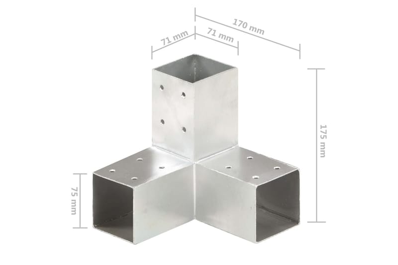 Stolpbeslag 4 st Y-form galvaniserad metall 71x71 mm - Silver - Utemöbler & utemiljö - Trädgårdsdekoration & utemiljö - Staket & grind