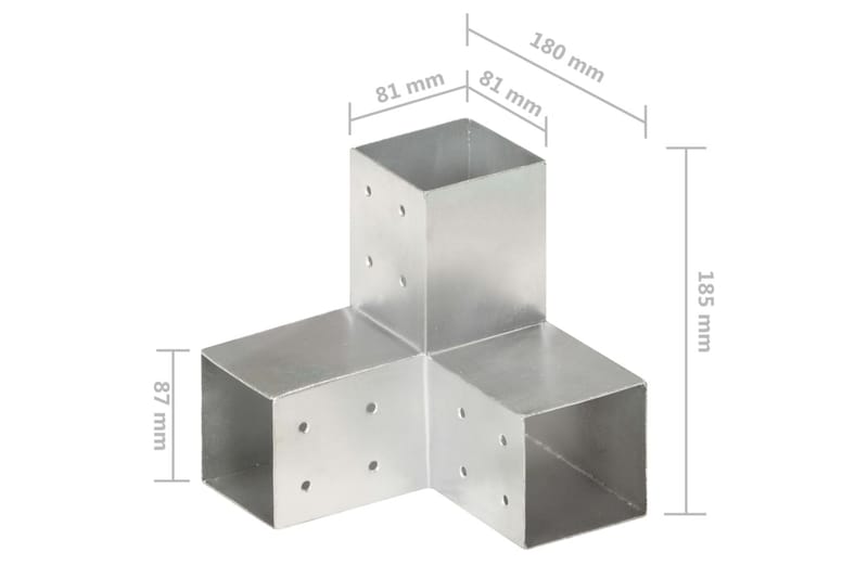 Stolpbeslag 4 st Y-form galvaniserad metall 81x81 mm - Silver - Utemöbler & utemiljö - Trädgårdsdekoration & utemiljö - Staket & grind