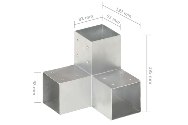 Stolpbeslag 4 st Y-form galvaniserad metall 91x91 mm - Silver - Utemöbler & utemiljö - Trädgårdsdekoration & utemiljö - Staket & grind