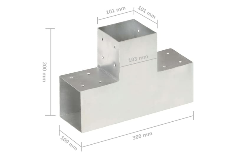 Stolpbeslag T-form galvaniserad metall 101x101 mm - Silver - Utemöbler & utemiljö - Trädgårdsdekoration & utemiljö - Staket & grind