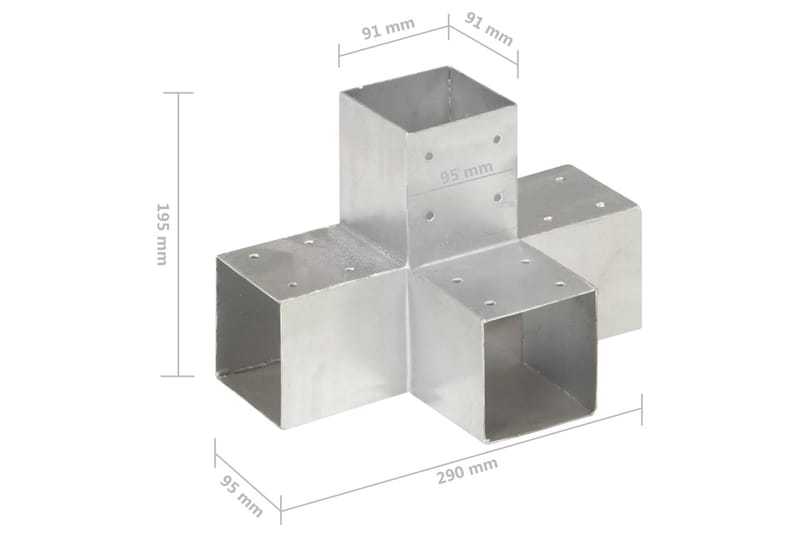 Stolpbeslag X-form galvaniserad metall 91x91 mm - Silver - Utemöbler & utemiljö - Trädgårdsdekoration & utemiljö - Staket & grind