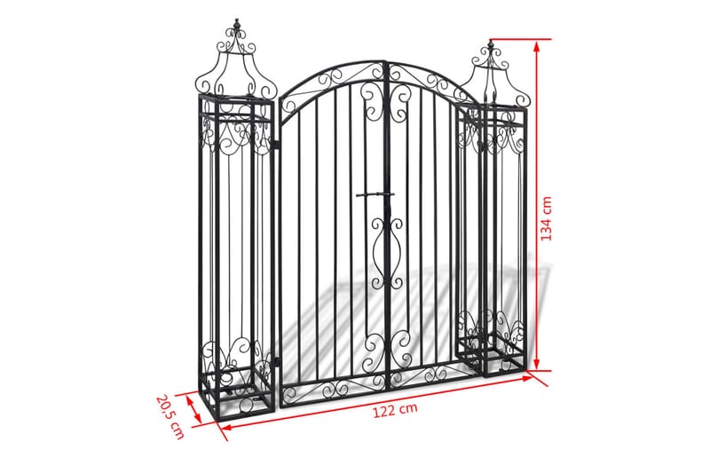 Trädgårdsgrind smidesjärn 122x20,5x134 cm - Svart - Utemöbler & utemiljö - Trädgårdsdekoration & utemiljö - Staket & grind