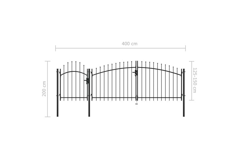 Trädgårdsgrind stål 2x4 cm svart - Svart - Staket & grind