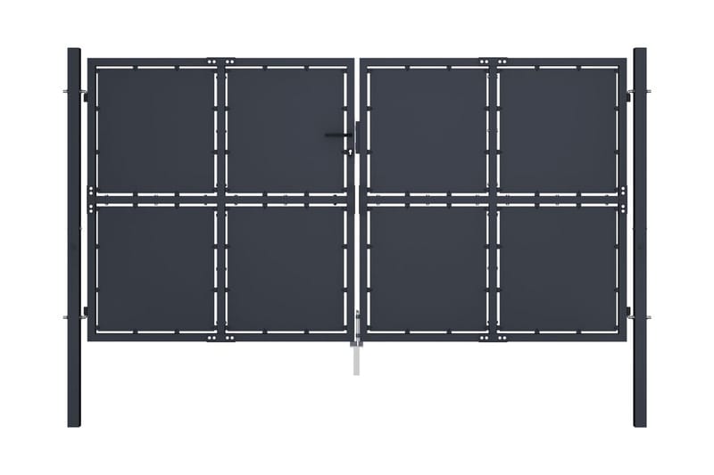 Trädgårdsgrind stål 300x150 cm antracit - Grå - Utemöbler & utemiljö - Trädgårdsdekoration & utemiljö - Staket & grind