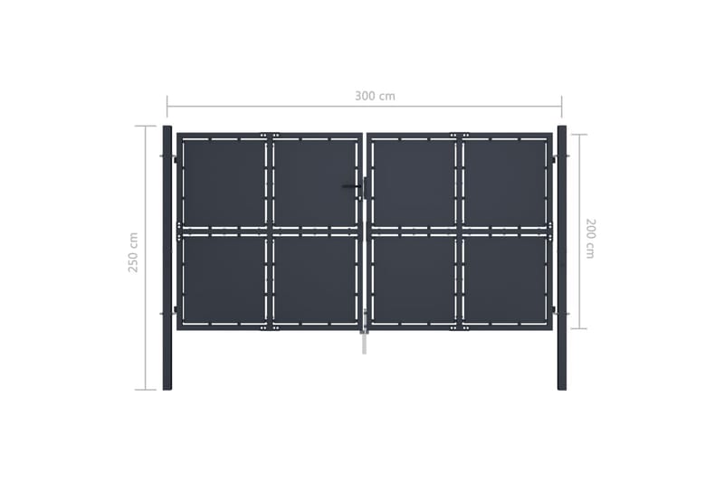 Trädgårdsgrind stål 300x200 cm antracit - Grå - Utemöbler & utemiljö - Trädgårdsdekoration & utemiljö - Staket & grind