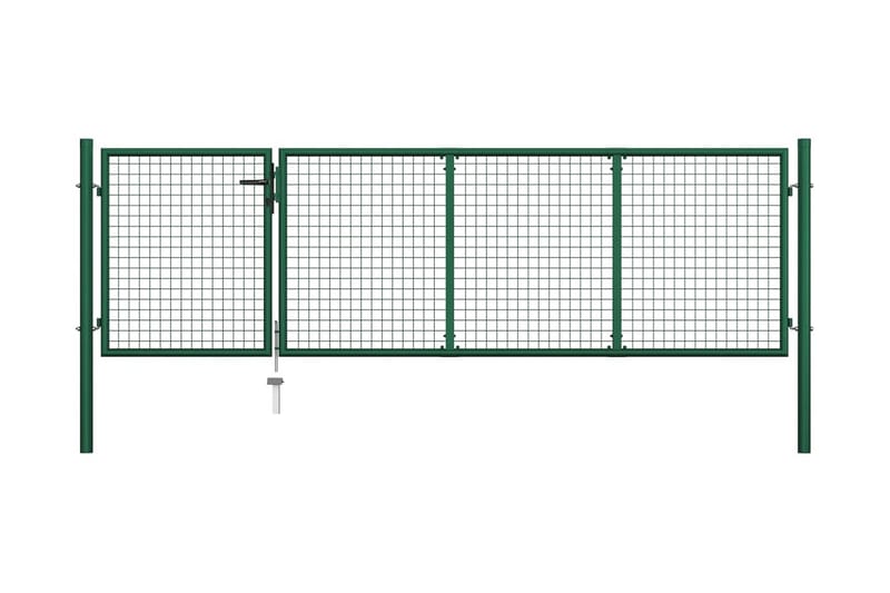 Trädgårdsgrind stål 350x100 cm grön - Grön - Utemöbler & utemiljö - Trädgårdsdekoration & utemiljö - Staket & grind