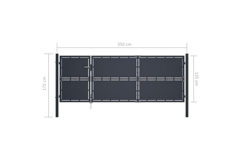 Trädgårdsgrind stål 350x125 cm antracit - Grå - Utemöbler & utemiljö - Trädgårdsdekoration & utemiljö - Staket & grind