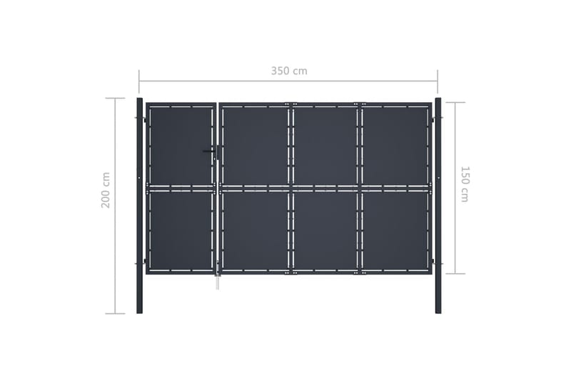 Trädgårdsgrind stål 350x150 cm antracit - Grå - Utemöbler & utemiljö - Trädgårdsdekoration & utemiljö - Staket & grind