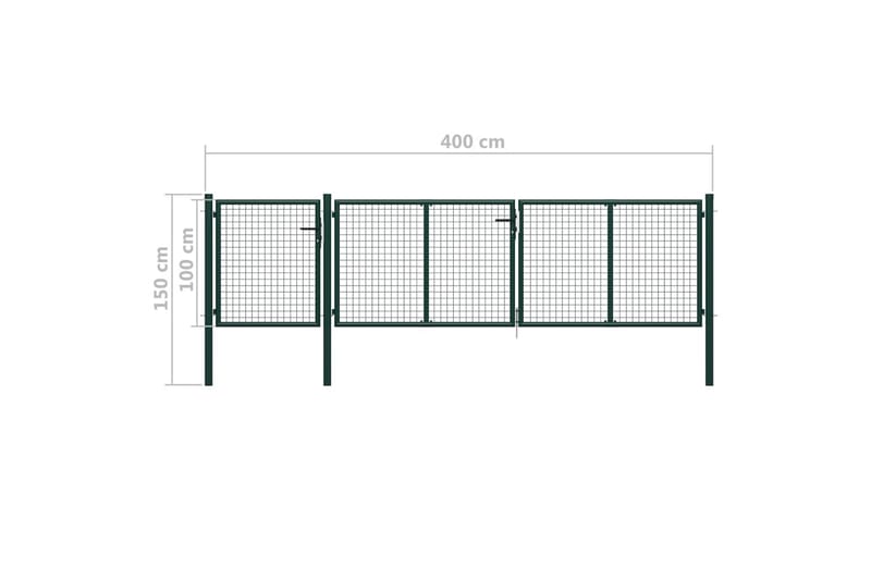 Trädgårdsgrind stål 400x100 cm grön - Grön - Utemöbler & utemiljö - Trädgårdsdekoration & utemiljö - Staket & grind