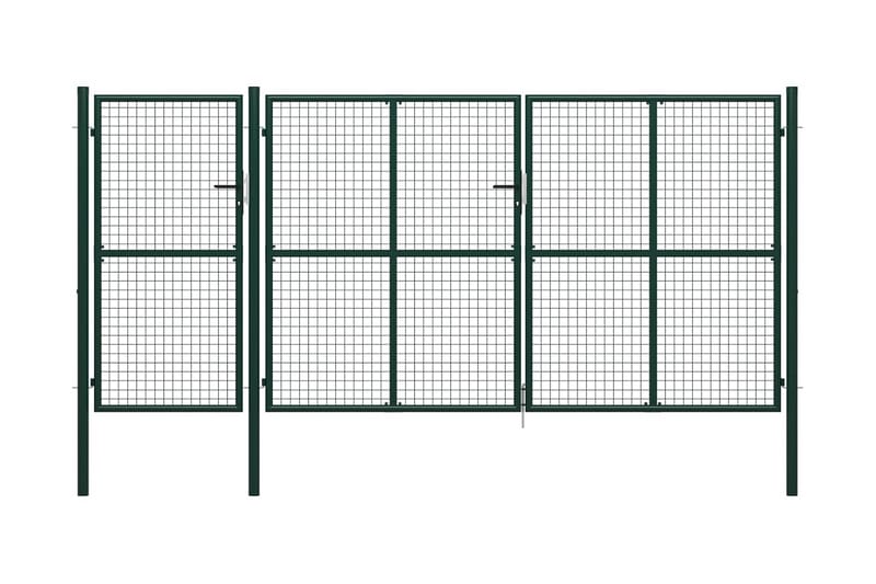 Trädgårdsgrind stål 400x150 cm grön - Grön - Utemöbler & utemiljö - Trädgårdsdekoration & utemiljö - Staket & grind