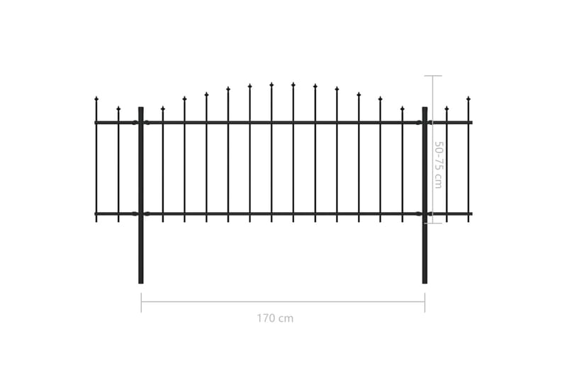 Trädgårdsstaket med spjuttopp stål (0,5-0,75)x8,5 m svart - Svart - Utemöbler & utemiljö - Trädgårdsdekoration & utemiljö - Staket & grind