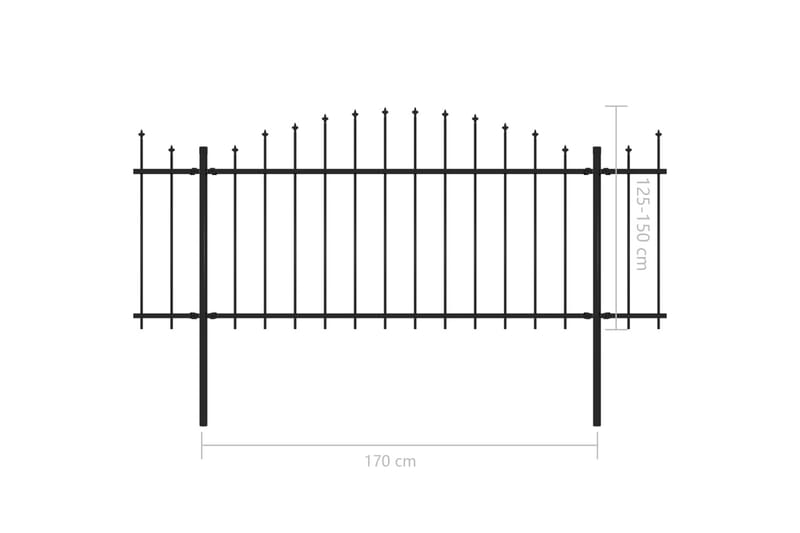 Trädgårdsstaket med spjuttopp stål (1,25-1,5)x13,6 m svart - Svart - Utemöbler & utemiljö - Trädgårdsdekoration & utemiljö - Staket & grind