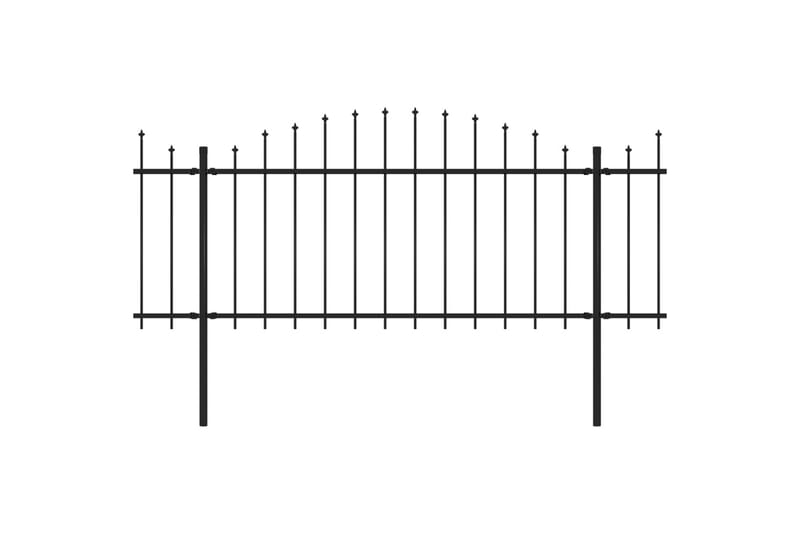 Trädgårdsstaket med spjuttopp stål (1,25-1,5)x15,3 m svart - Svart - Utemöbler & utemiljö - Trädgårdsdekoration & utemiljö - Staket & grind