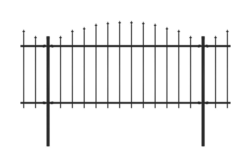 Trädgårdsstaket med spjuttopp stål (1,25-1,5)x5,1 m svart - Svart - Utemöbler & utemiljö - Trädgårdsdekoration & utemiljö - Staket & grind