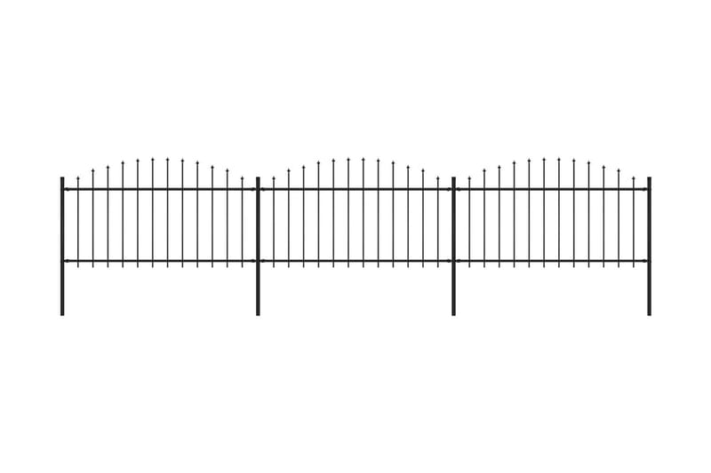 Trädgårdsstaket med spjuttopp stål (1,25-1,5)x5,1 m svart - Svart - Utemöbler & utemiljö - Trädgårdsdekoration & utemiljö - Staket & grind