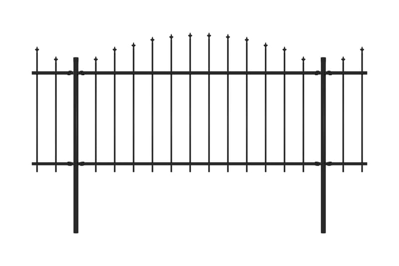 Trädgårdsstaket med spjuttopp stål (1,25-1,5)x6,8 m svart - Svart - Utemöbler & utemiljö - Trädgårdsdekoration & utemiljö - Staket & grind