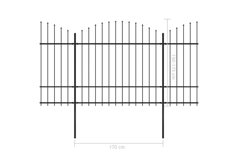 Trädgårdsstaket med spjuttopp stål (1,5-1,75)x10,2 m svart - Svart - Utemöbler & utemiljö - Trädgårdsdekoration & utemiljö - Staket & grind