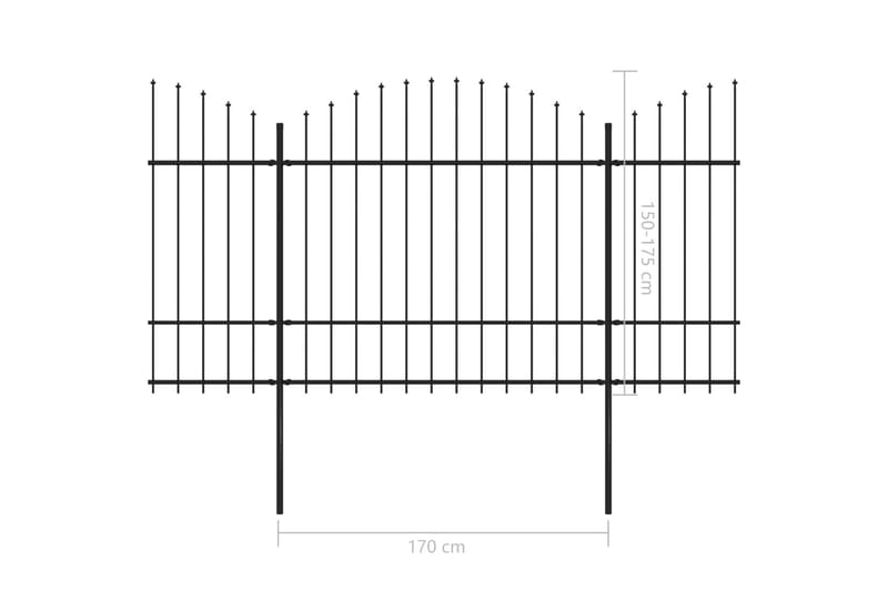 Trädgårdsstaket med spjuttopp stål (1,5-1,75)x15,3 m svart - Svart - Utemöbler & utemiljö - Trädgårdsdekoration & utemiljö - Staket & grind