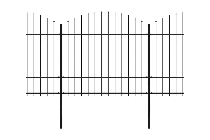 Trädgårdsstaket med spjuttopp stål (1,5-1,75)x17 m svart - Svart - Utemöbler & utemiljö - Trädgårdsdekoration & utemiljö - Staket & grind