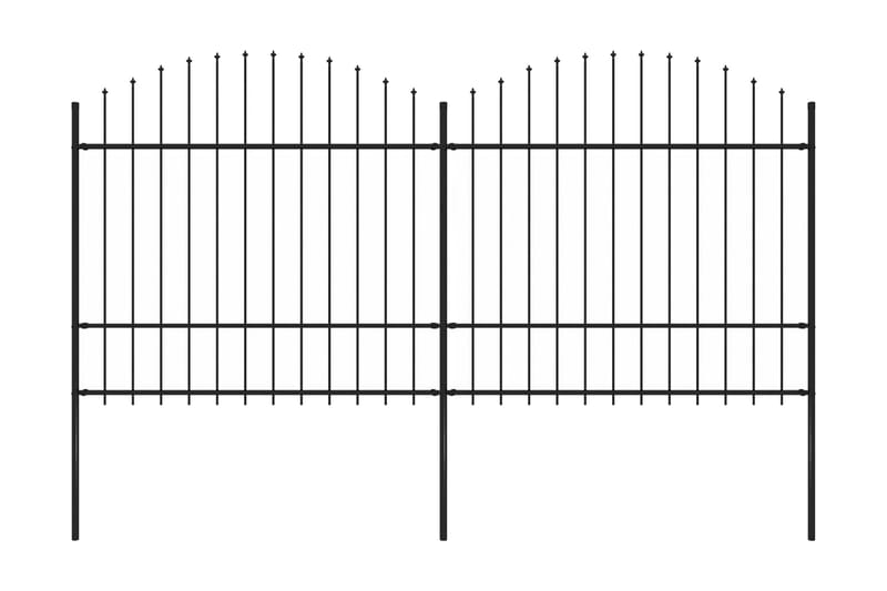 Trädgårdsstaket med spjuttopp stål (1,5-1,75)x3,4 m svart - Svart - Utemöbler & utemiljö - Trädgårdsdekoration & utemiljö - Staket & grind