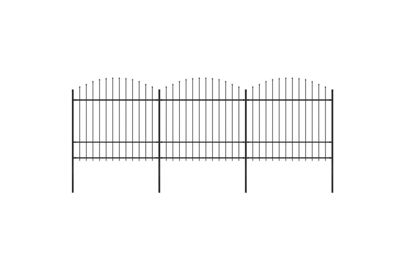 Trädgårdsstaket med spjuttopp stål (1,5-1,75)x5,1 m svart - Svart - Utemöbler & utemiljö - Trädgårdsdekoration & utemiljö - Staket & grind