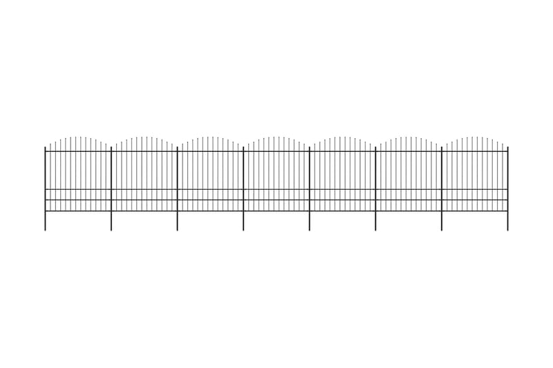 Trädgårdsstaket med spjuttopp stål (1,75-2)x11,9 m svart - Svart - Utemöbler & utemiljö - Trädgårdsdekoration & utemiljö - Staket & grind