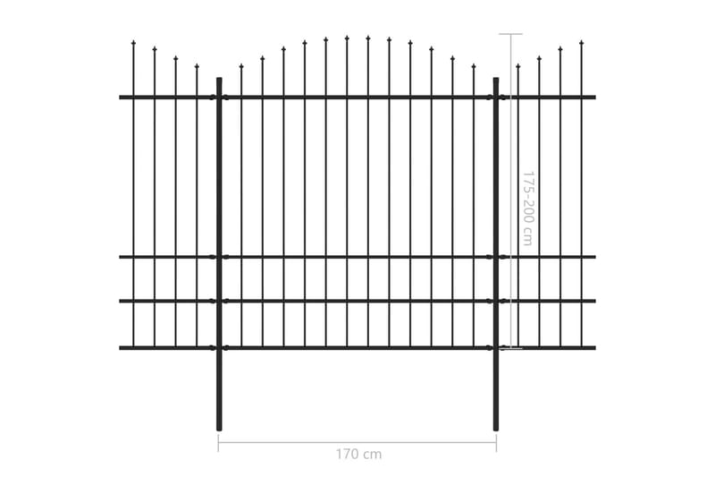 Trädgårdsstaket med spjuttopp stål (1,75-2)x11,9 m svart - Svart - Utemöbler & utemiljö - Trädgårdsdekoration & utemiljö - Staket & grind