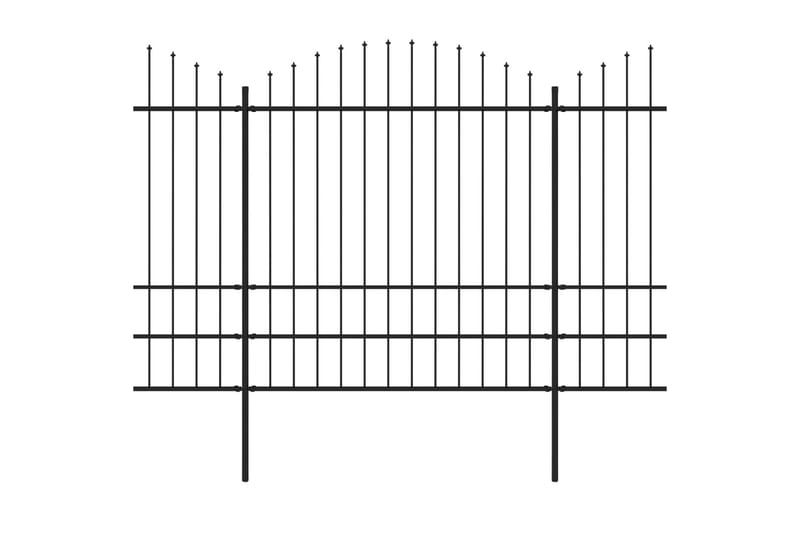 Trädgårdsstaket med spjuttopp stål (1,75-2)x3,4 m svart - Svart - Utemöbler & utemiljö - Trädgårdsdekoration & utemiljö - Staket & grind