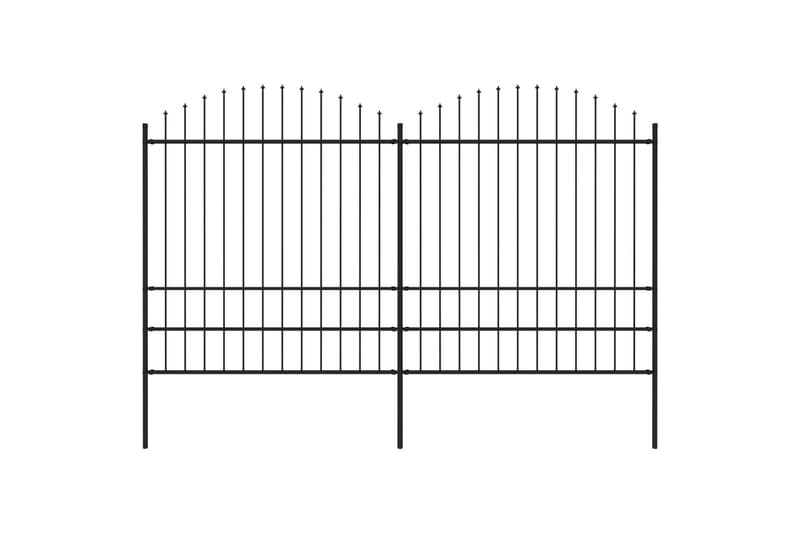 Trädgårdsstaket med spjuttopp stål (1,75-2)x3,4 m svart - Svart - Utemöbler & utemiljö - Trädgårdsdekoration & utemiljö - Staket & grind