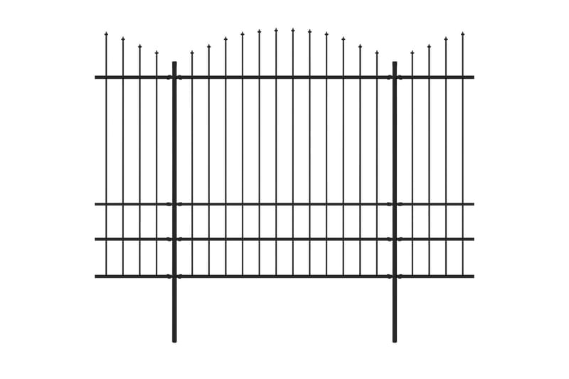 Trädgårdsstaket med spjuttopp stål (1,75-2)x5,1 m svart - Svart - Utemöbler & utemiljö - Trädgårdsdekoration & utemiljö - Staket & grind