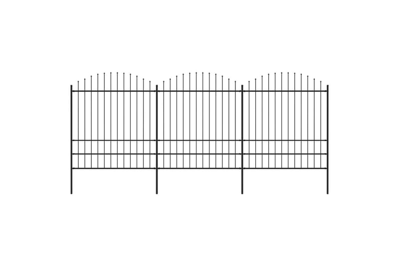 Trädgårdsstaket med spjuttopp stål (1,75-2)x5,1 m svart - Svart - Utemöbler & utemiljö - Trädgårdsdekoration & utemiljö - Staket & grind