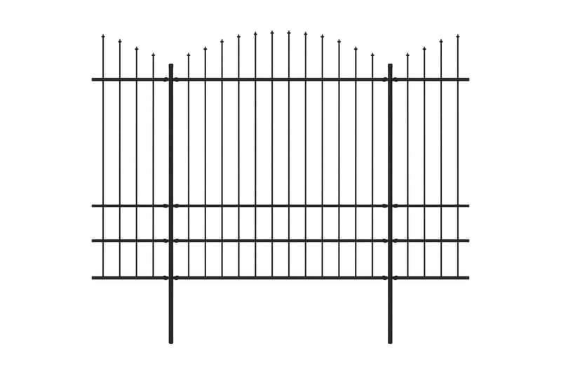 Trädgårdsstaket med spjuttopp stål (1,75-2)x8,5 m svart - Svart - Utemöbler & utemiljö - Trädgårdsdekoration & utemiljö - Staket & grind