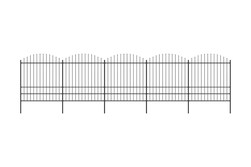 Trädgårdsstaket med spjuttopp stål (1,75-2)x8,5 m svart - Svart - Utemöbler & utemiljö - Trädgårdsdekoration & utemiljö - Staket & grind