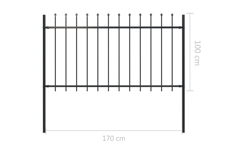 Trädgårdsstaket med spjuttopp stål 1,7x1 m svart - Svart - Utemöbler & utemiljö - Trädgårdsdekoration & utemiljö - Staket & grind