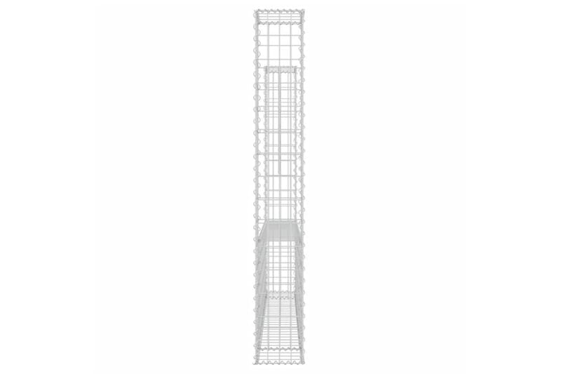 U-formad Gabionkorg med 2 stolpar järn 140x20x150 cm - Silver - Staket & grind
