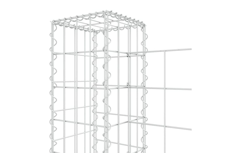 U-formad gabionkorg med 4 stolpar järn 380x20x100 cm - Silver - Utemöbler & utemiljö - Trädgårdsdekoration & utemiljö - Staket & grind