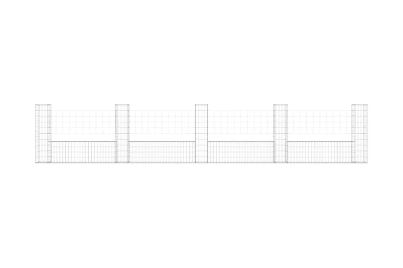 U-formad gabionkorg med 5 stolpar järn 500x20x100 cm - Silver - Utemöbler & utemiljö - Trädgårdsdekoration & utemiljö - Staket & grind