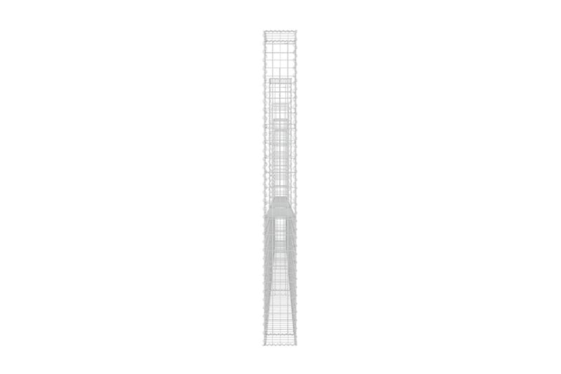 U-formad gabionkorg med 5 stolpar järn 500x20x200 cm - Silver - Utemöbler & utemiljö - Trädgårdsdekoration & utemiljö - Staket & grind