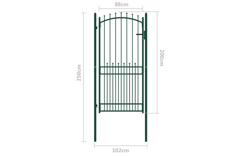 Trädgårdsgrind med spjut stål 100x200 cm grön - Grön - Utemöbler & utemiljö - Trädgårdsdekoration & utemiljö - Staket & grind