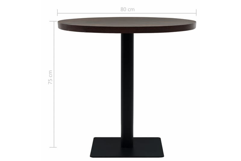 Bistrobord MDF och stål rund 80x75 cm mörk aska - Brun - Utemöbler & utemiljö - Utebord & trädgårdsbord - Cafébord