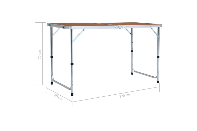 Hopfällbart campingbord aluminium 120x60 cm - Brun - Utemöbler & utemiljö - Utebord & trädgårdsbord - Campingbord