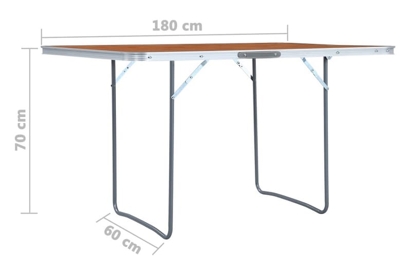 Hopfällbart campingbord aluminium 180x60 cm - Brun - Utemöbler & utemiljö - Utebord & trädgårdsbord - Campingbord