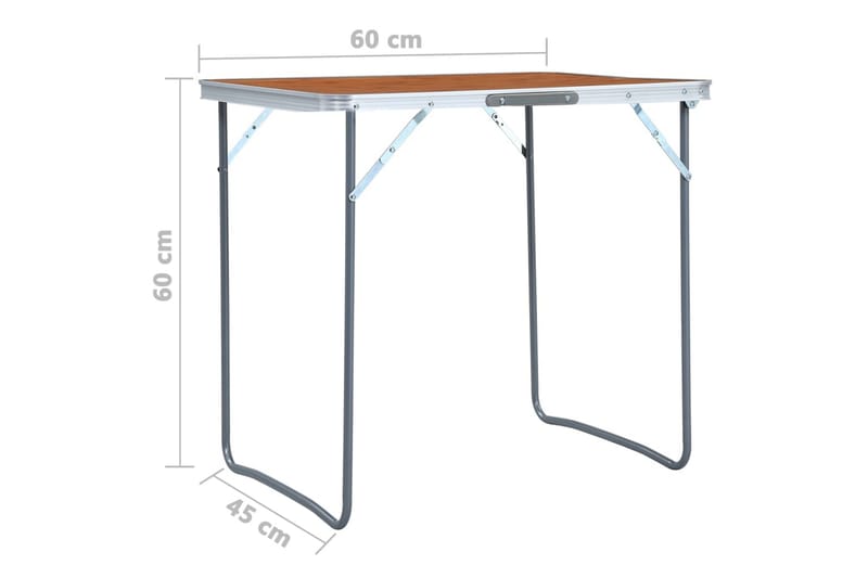 Hopfällbart campingbord aluminium 60x45 cm - Brun - Utemöbler & utemiljö - Utebord & trädgårdsbord - Campingbord