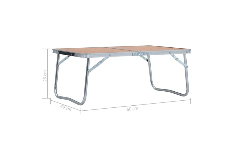 Hopfällbart campingbord brun aluminium 60x40 cm - Brun - Utemöbler & utemiljö - Utebord & trädgårdsbord - Campingbord