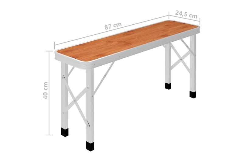 Hopfällbart campingbord med 2 bänkar aluminium brun - Brun - Utemöbler & utemiljö - Utebord & trädgårdsbord - Campingbord