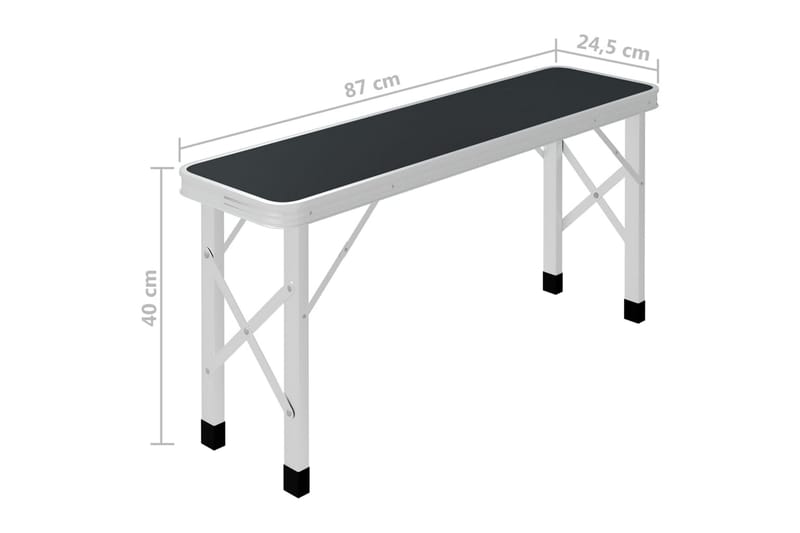 Hopfällbart campingbord med 2 bänkar aluminium grå - Grå - Utemöbler & utemiljö - Utebord & trädgårdsbord - Campingbord