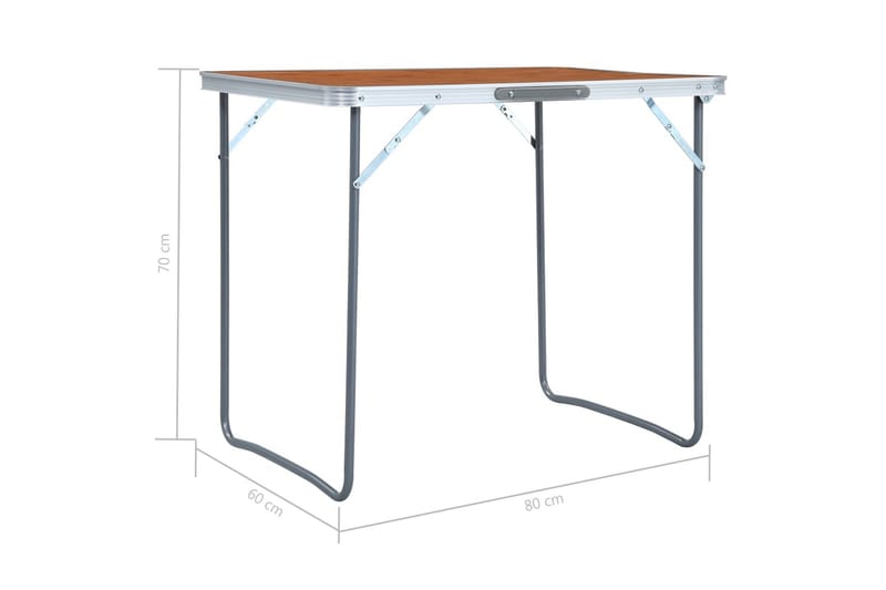 Hopfällbart campingbord med metallram 80x60 cm - Brun - Utemöbler & utemiljö - Utebord & trädgårdsbord - Campingbord