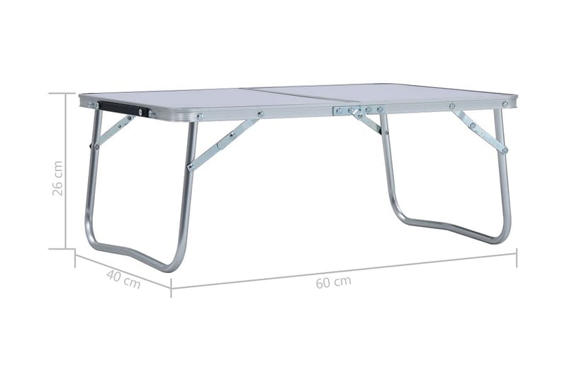 Hopfällbart campingbord vit aluminium 60x40 cm - Vit - Utemöbler & utemiljö - Utebord & trädgårdsbord - Campingbord